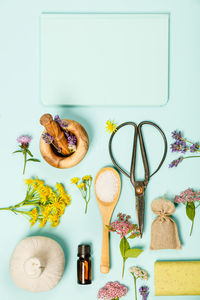 Directly above shot of objects on table