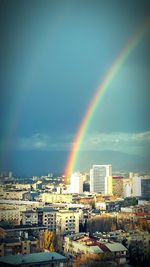 Cityscape against cloudy sky