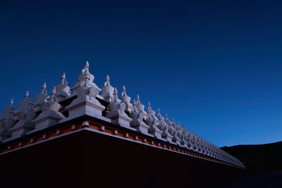 Low angle view of the pagoda at night