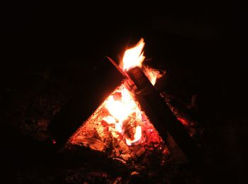 Close-up of bonfire at night
