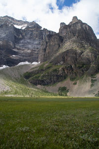 Scenic view of mountains against sky