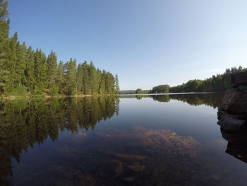 Scenic view of lake against clear sky