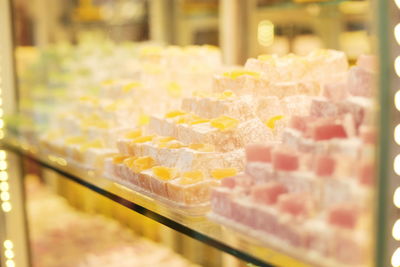 Close-up of ice cream for sale in store