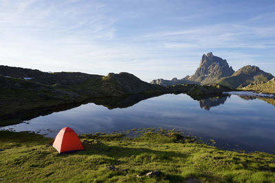 Midi d`ossau peak in ossau valley, pyrenees in france.