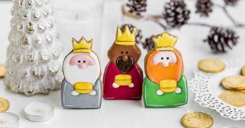 Close-up of christmas decorations on table