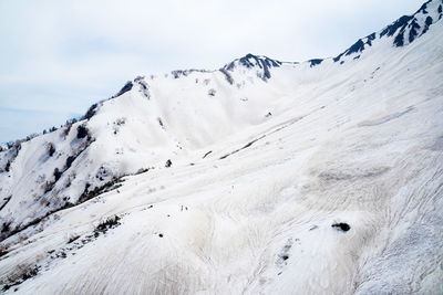 Scenic view of snow covered mountain against sky