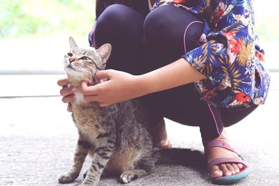 Midsection of woman with dog