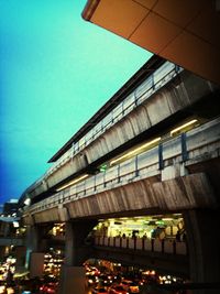 Low angle view of illuminated building