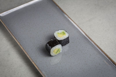 High angle view of sushi in container