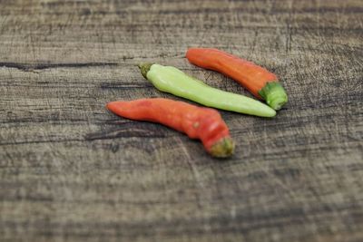 High angle view of vegetables on table