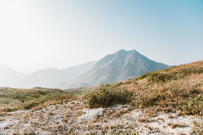 Scenic view of mountains against clear sky