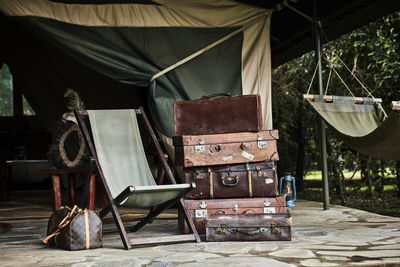 Stack of old-fashioned suitcases