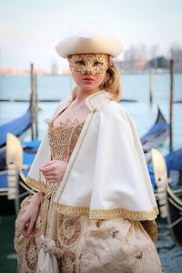 Portrait of woman in carnival costume