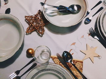 High angle view of food on table