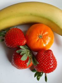 High angle view of strawberries