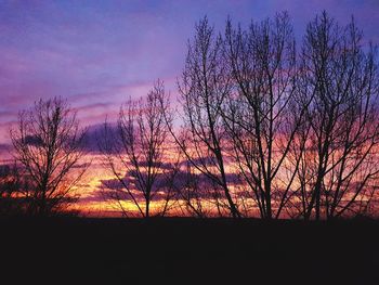 Silhouette bare trees against sky during sunset