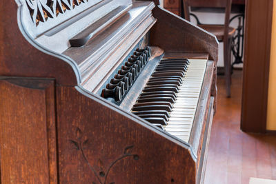 Close-up of piano keys