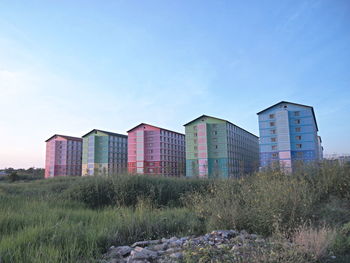 Low angle view of buildings against sky