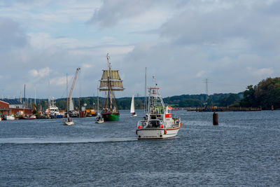 Fishing boat on the schlei river in schleswig holstein, germany.