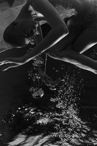 Woman swimming in sea