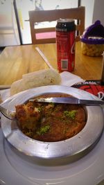 Close-up of food in plate on table