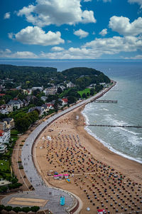 High angle view of beach against sky