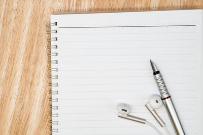 High angle view of pen on table