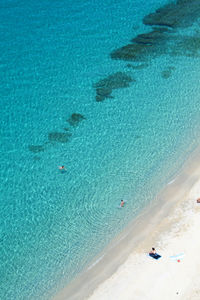 High angle view of people on beach