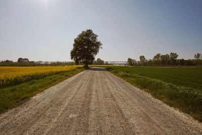 Road amidst field against sky