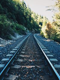 Railroad tracks on railroad track