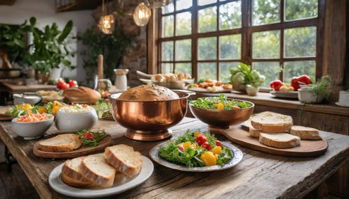 High angle view of food on table