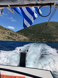 Scenic view of sea seen through boat