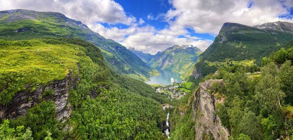 Panoramic view of mountains against sky