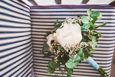 Close-up of white flower pot