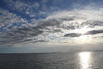 Scenic view of sea against cloudy sky