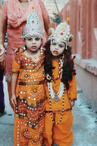 Portrait of children wearing traditional clothing