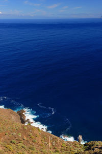 High angle view of calm blue sea