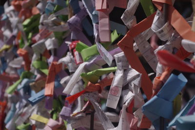 Colorful omikuji wishes in kamakura, kanagawa prefecture, japan