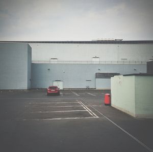 View of road along buildings