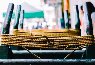 Ropes tied on metal