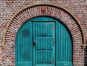 Closed door of building
