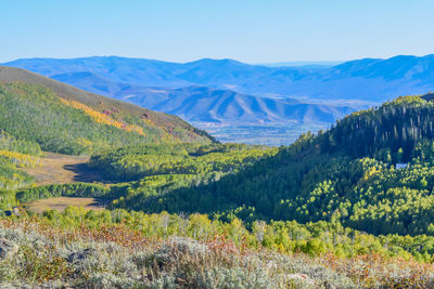 Scenic view of landscape and mountains against sky