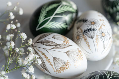 Close-up of christmas decorations on table