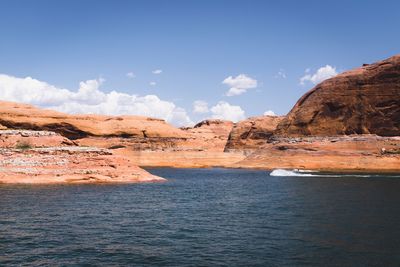 Scenic view of rock formations against sky