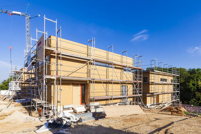 Germany, esslingen-zell, construction site of zero-energy buildings