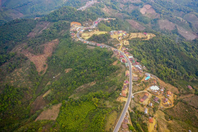 High angle view of road amidst landscape