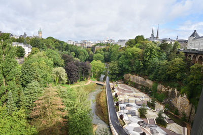 Cityscape panorama with park and castle, luxembourg 