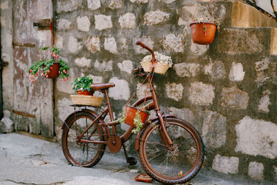 Bicycle against wall