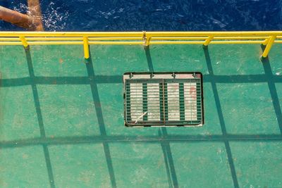 High angle view of barge on sea