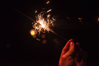 Firework display at night